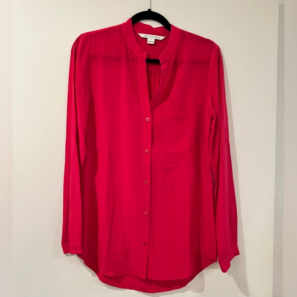 Diane von Furstenberg Gilmore Blouse- Fuchsia Berry sz2